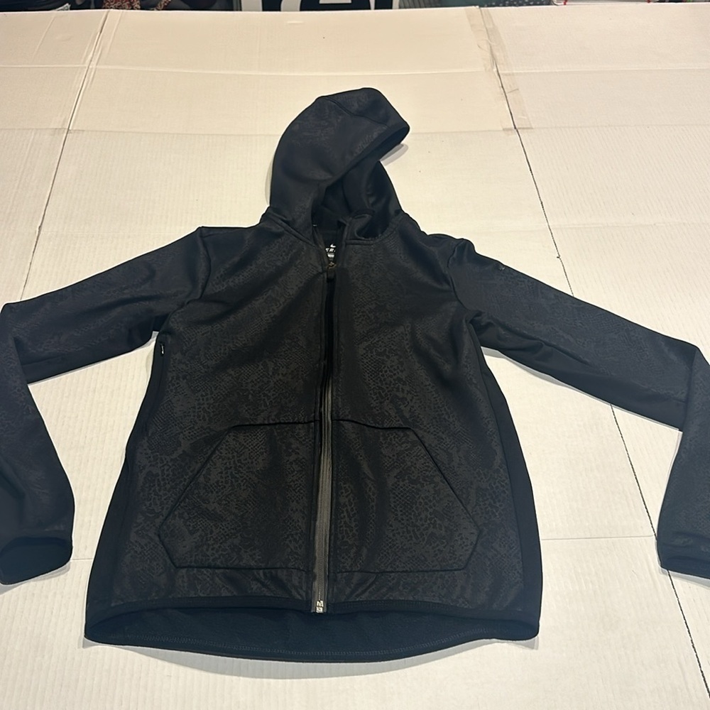 Nike black animal print hoodie therma fit zip up 2 front pockets & side pocket - Picture 3 of 12